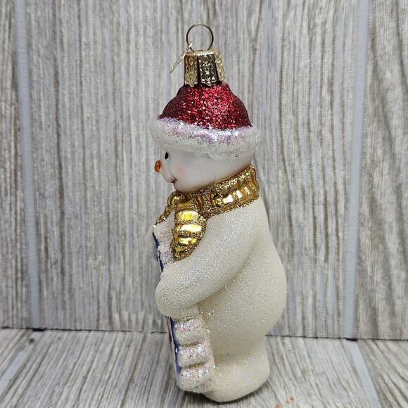 OWC Snowman Glass Ornament Glitter Happy Holidays Christmas Decor Collectible‎ - Picture 3 of 9